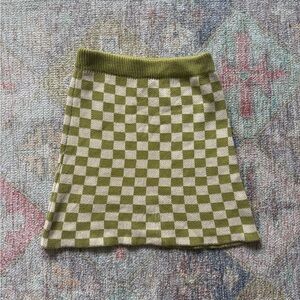 Fashion Brand Company Green and Cream Checkered Skirt